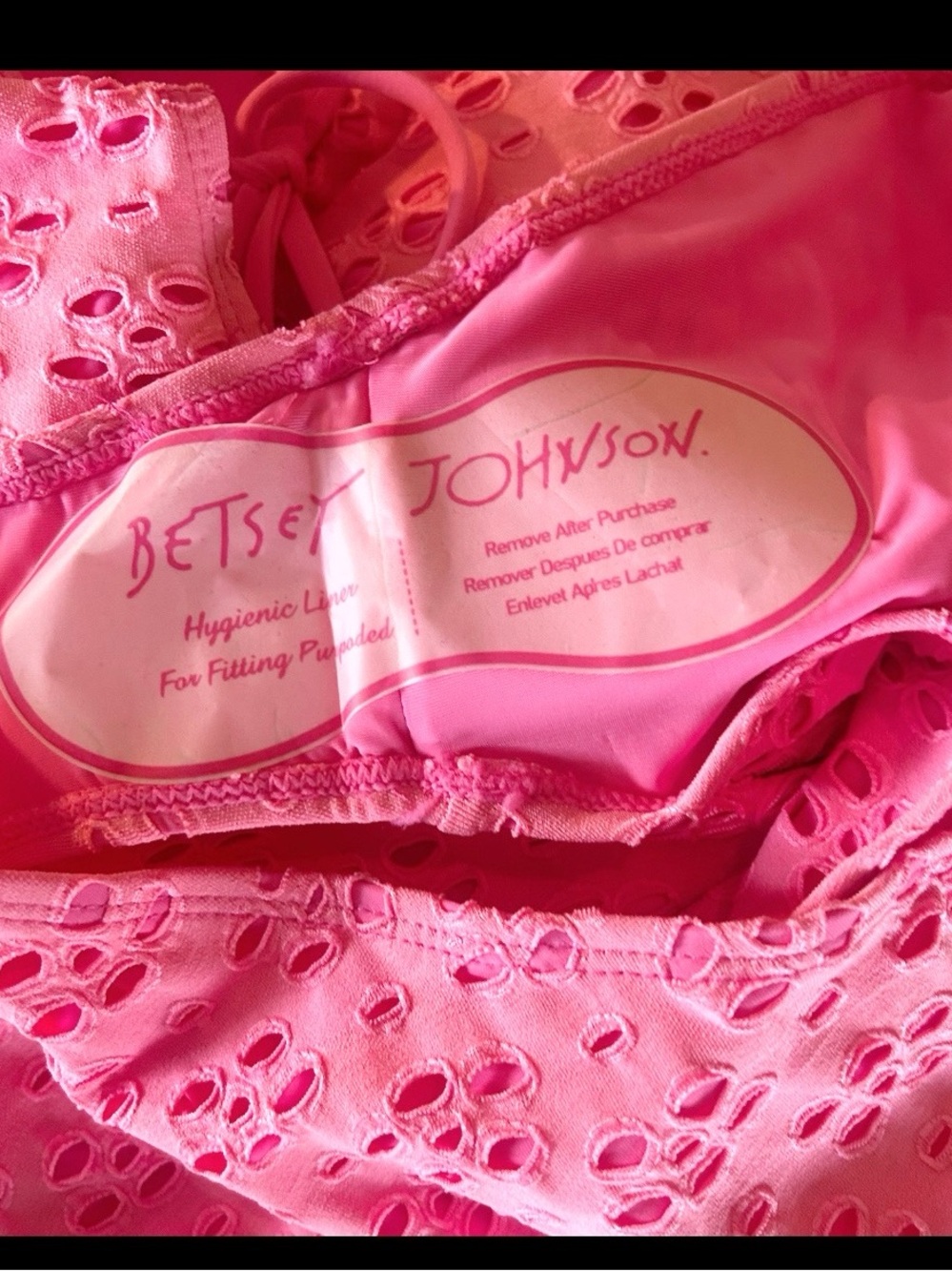 Betsey Johnson Sugar Plum ( pink) Eyelet Cut Out One Piece Swimsuit Size L NWT - Picture 8 of 9